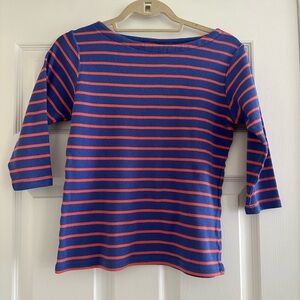 L.L. Bean Blue and Orange Cotton Striped Shirt